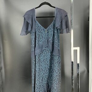 Chic Asymmetrical Blue Lace Dress